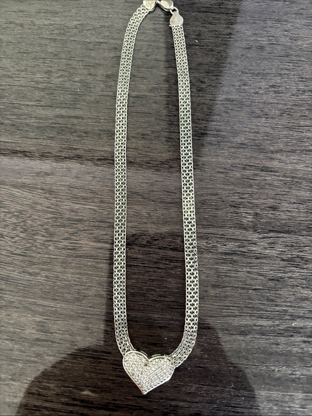 Silver Heart Pavé Pendant Necklace - Women Jewelry